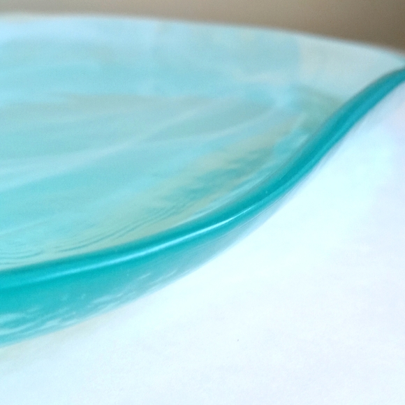 ArdaCam Blue Swirl Tabletop Turkish Blown Glass Serving Platter - Picture 6 of 8